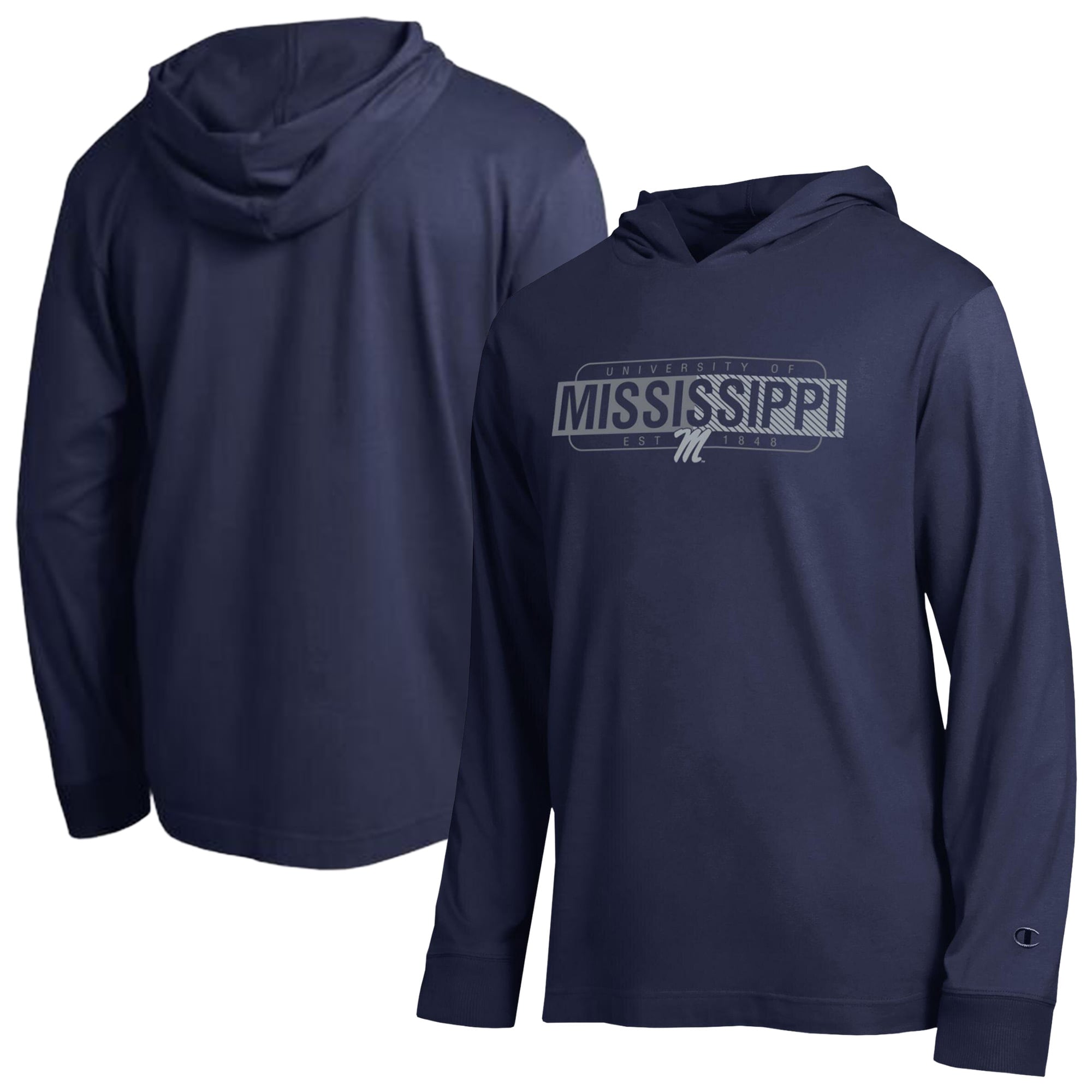 Men's Champion Navy Ole Miss Rebels Gradient All-Star Long Sleeve Hooded T-Shirt